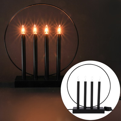 Świecznik 4LED 32x6x35cm - Czarny