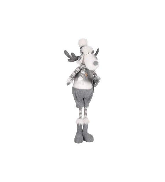 Renifer z materiału, 62,5cm, szary, biały, do postawienia