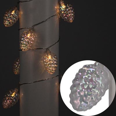 Lampki 10LED Szyszki, Ciepły Biały, Na Baterie