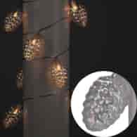 Lampki 10LED szyszki, ciepły biały, na baterie, wew.