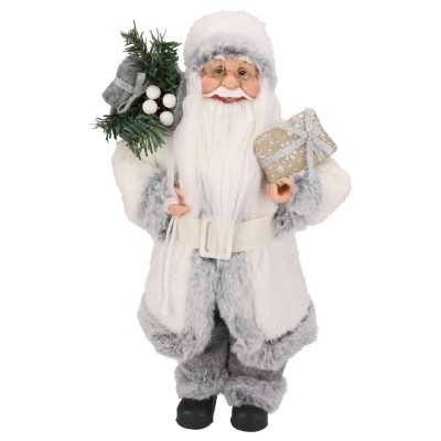 Mikołaj Z Materiału, 40 cm, Biały, Do Postawienia