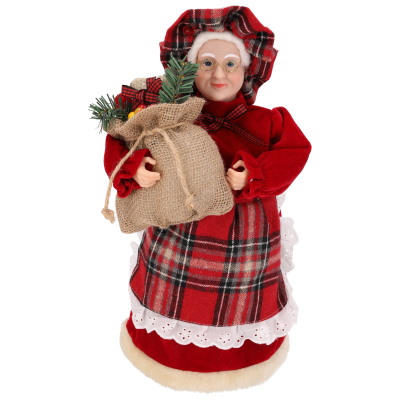 Pani Mikołajowa Z Materiału, 40cm, Czerwony, Do Postawienia