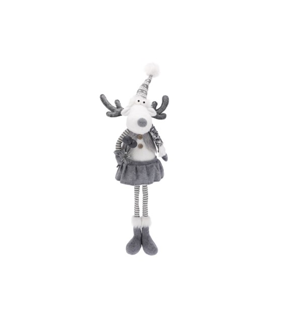 Renifer z materiału, 74cm, szary, biały, do postawienia