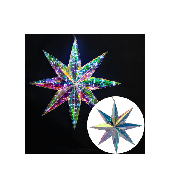 Dekoracja 100LED gwiazda, 36x36x9cm, plastik, USB, zimny biały, wew.