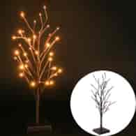 Drzewko 24LED, czarne, 60cm, ciepły biały, na baterie, wew.
