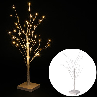 Drzewko 24LED, Białe, 60cm, Ciepły Biały, Na Baterie