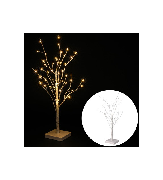 Drzewko 24LED, białe, 60cm, ciepły biały, na baterie, wew.