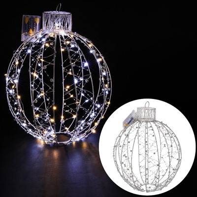 Bombka Metalowa, 120LED, 30x30cm, Ciepły, Zimny Biały, Na Baterie, Wew