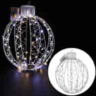Bombka metalowa, 120LED, 30x30cm, ciepły, zimny biały, na baterie, wew