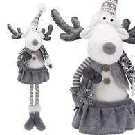 Renifer z materiału, 74cm, szary, biały, do postawienia