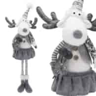 Renifer z materiału, 74cm, szary, biały, do postawienia