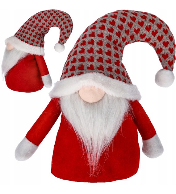 Skrzat z materiału, 30cm, czerwony, szary, do postawienia