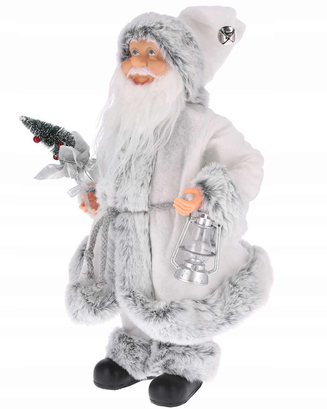 Mikołaj Z Materiału Z Choinką I Latarenką, 40 cm - Biały