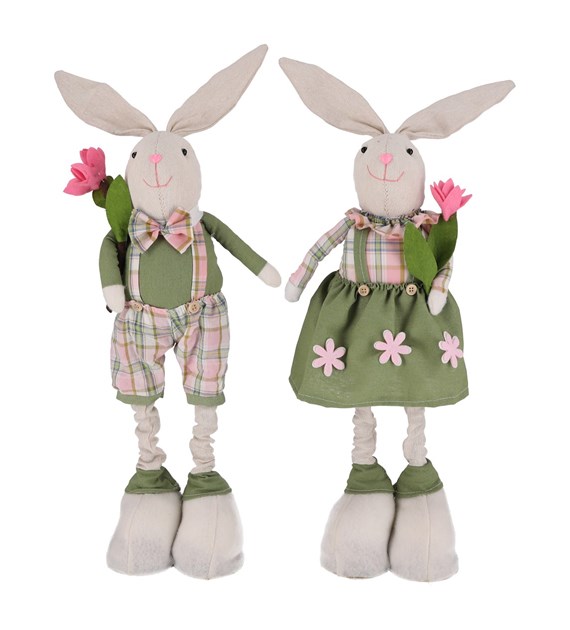 Para zajączków w ubrankach na teleskopowych nogach, max 70 cm