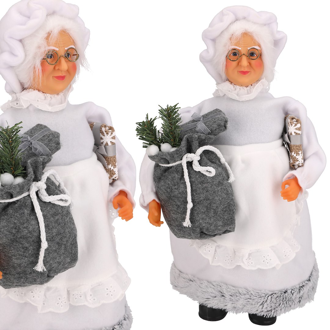 Pani Mikołajowa Z Materiału, 40cm, Biały, Do Postawienia