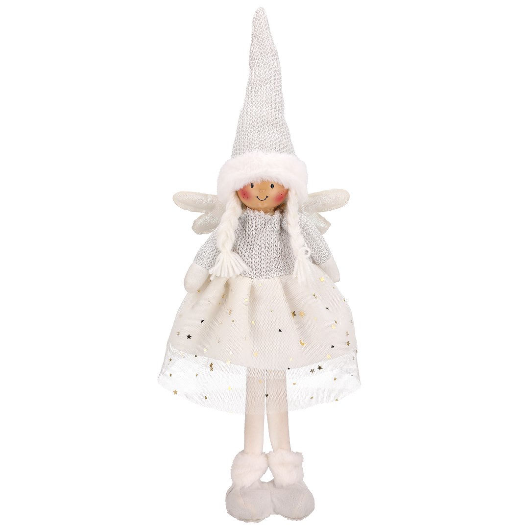Aniołek Z Materiału, 48cm, Biały, Do Postawienia