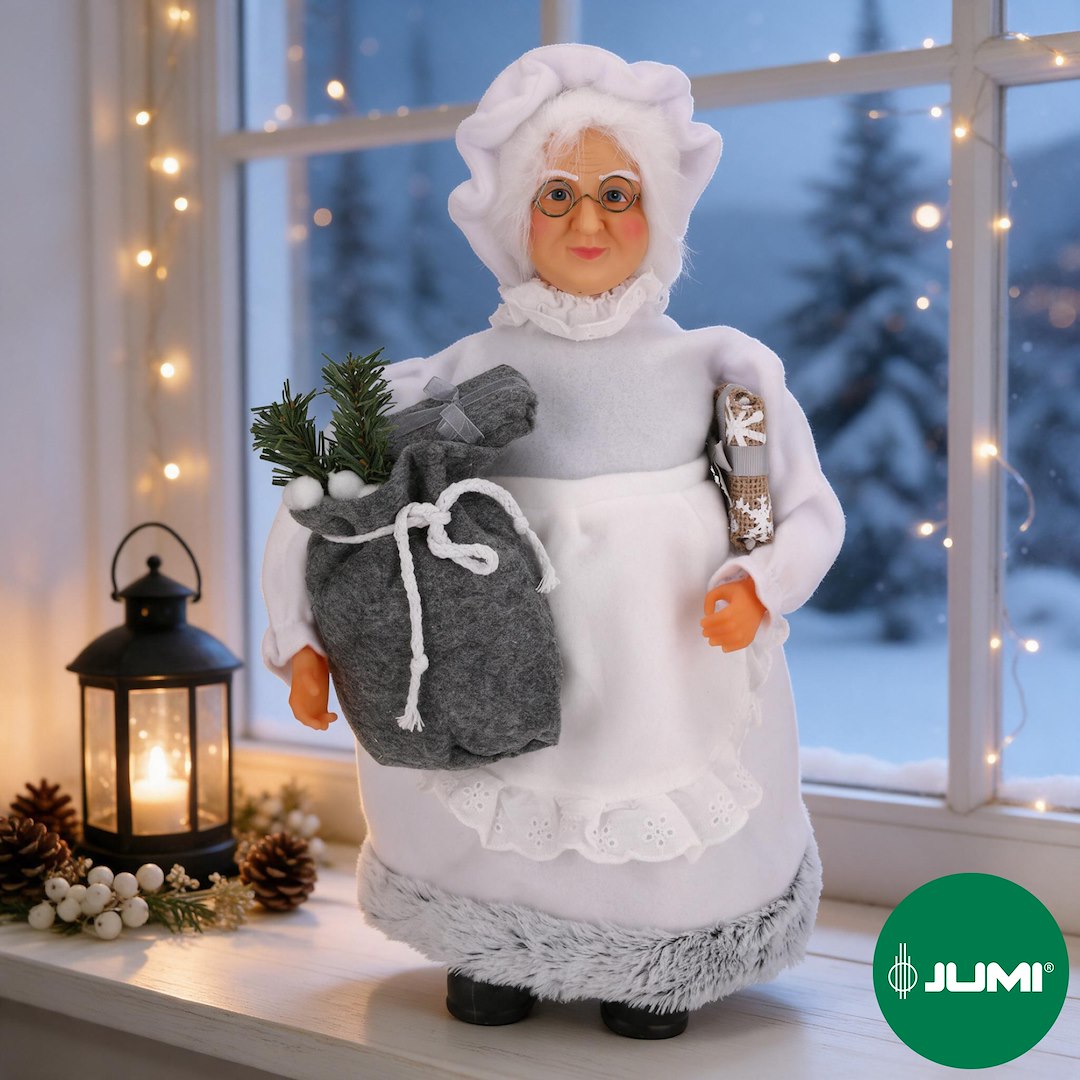 Pani Mikołajowa Z Materiału, 40cm, Biały, Do Postawienia