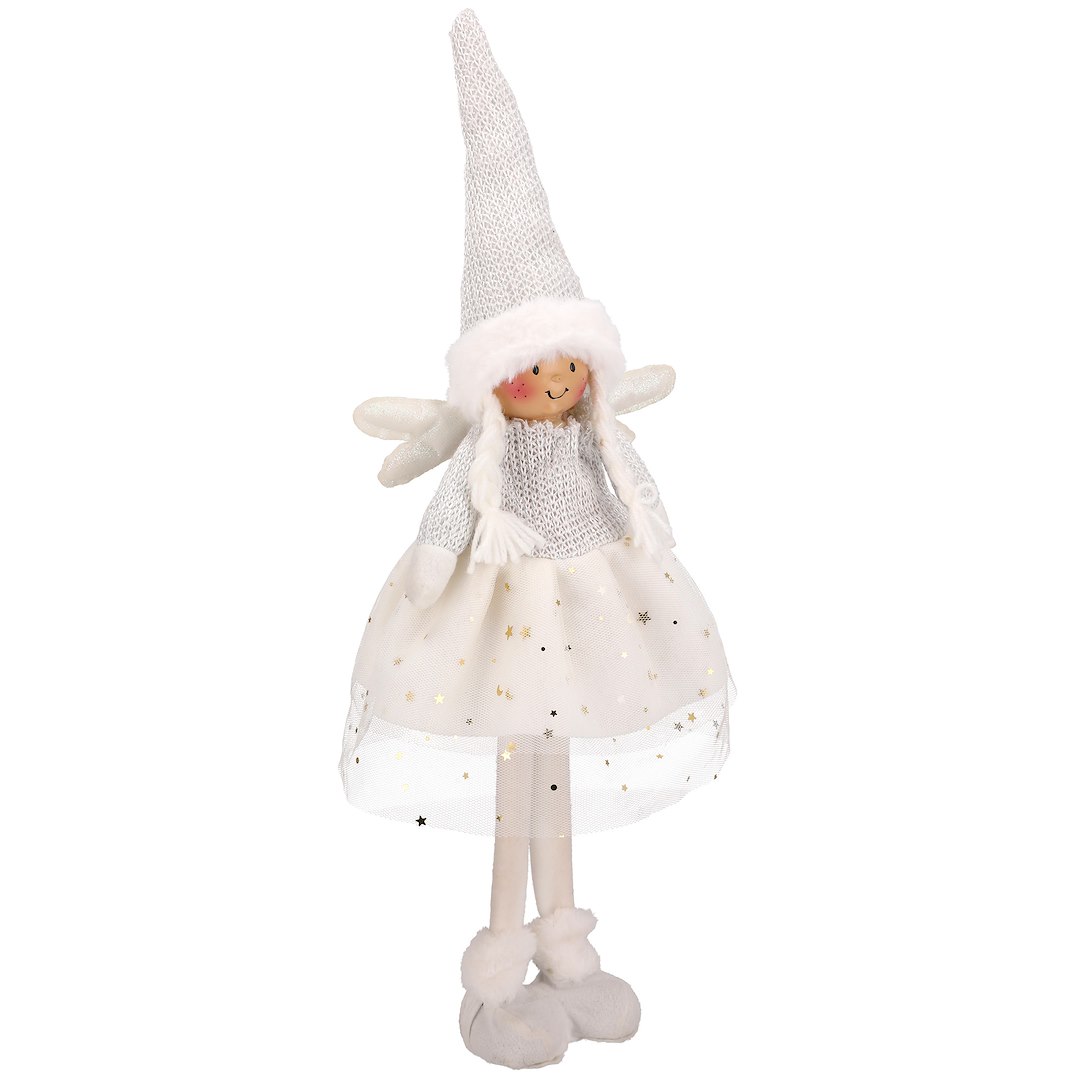 Aniołek Z Materiału, 48cm, Biały, Do Postawienia
