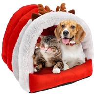 Legowisko świąteczne dla zwierząt, czapka z reniferem