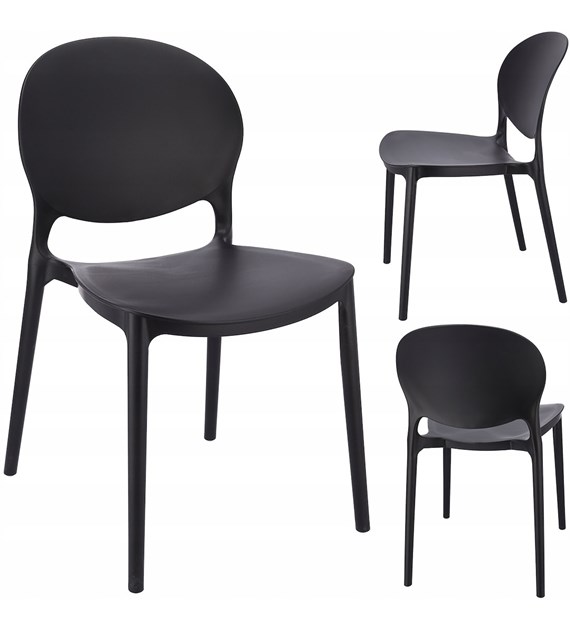Krzesło JUSTIN, plastikowe, czarne