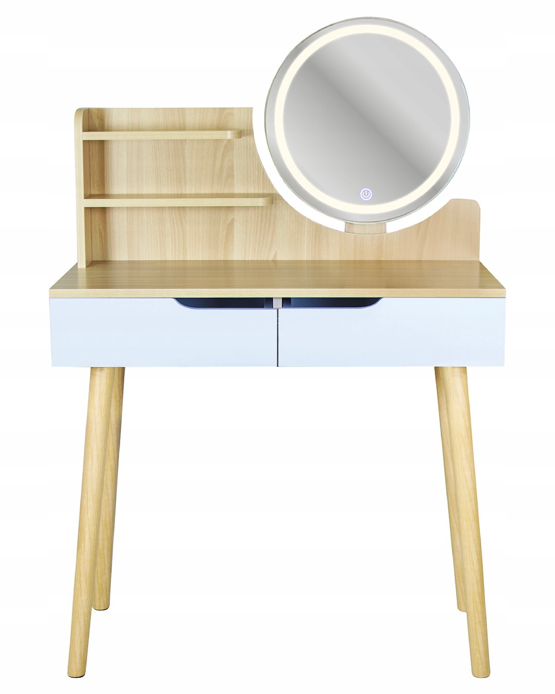 Toaletka SCANDI 2 Z Okrągłym Lustrem LED 40cm, 125x80x40cm