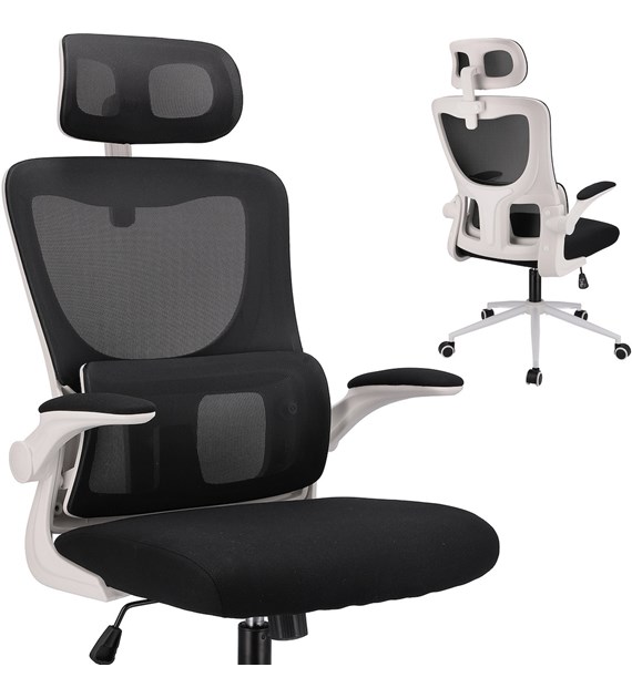 Fotel biurowy ZEO, podstawa biała, kolor czarny