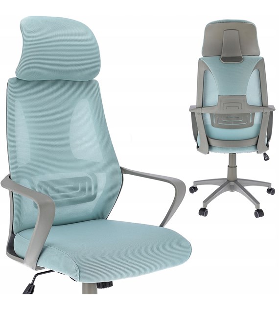 Fotel biurowy Futura podstawa szara, siatka miętowa, siedzisko miętowe