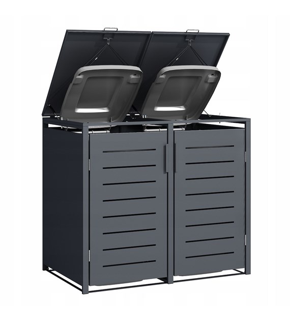 Osłona na kosze na śmieci, produkt dwupaczkowy, 116x132x80cm, antracyt