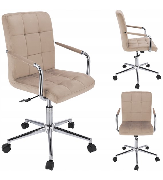 Krzesło obrotowe QUATRO, siedzisko welurowe, kolor beżowy