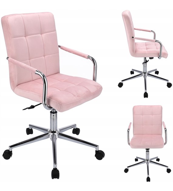 Krzesło obrotowe QUATRO, siedzisko welurowe, kolor różowy