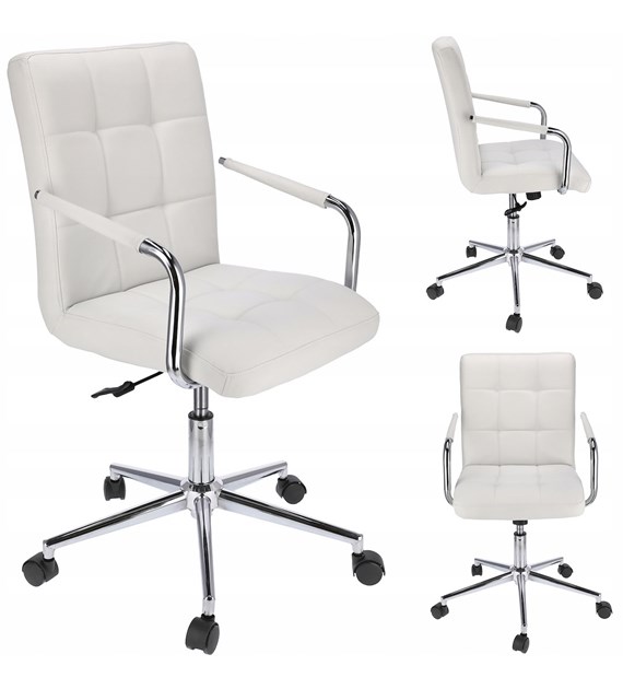 Krzesło obrotowe QUATRO, siedzisko ekoskóra, kolor biały
