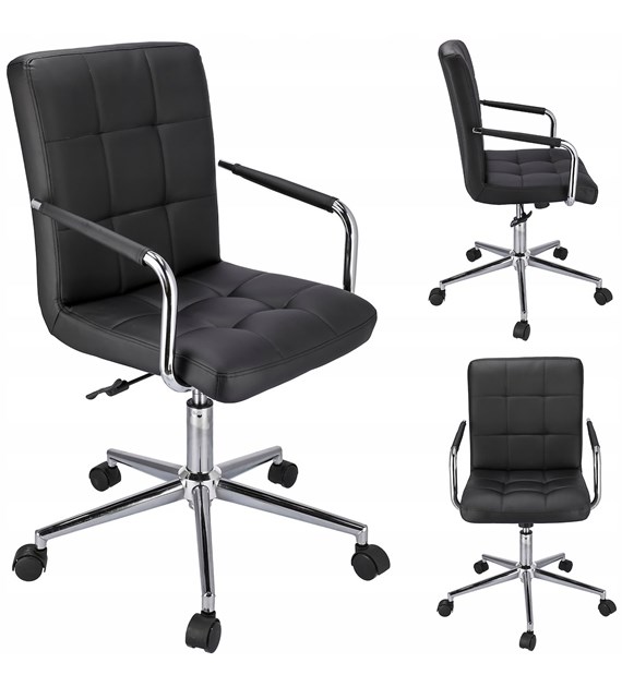 Krzesło obrotowe QUATRO, siedzisko ekoskóra, kolor czarny