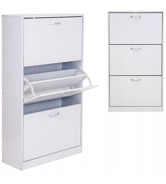 Szafka na buty, płyta wiórowa z okleiną,113x24x60, biały