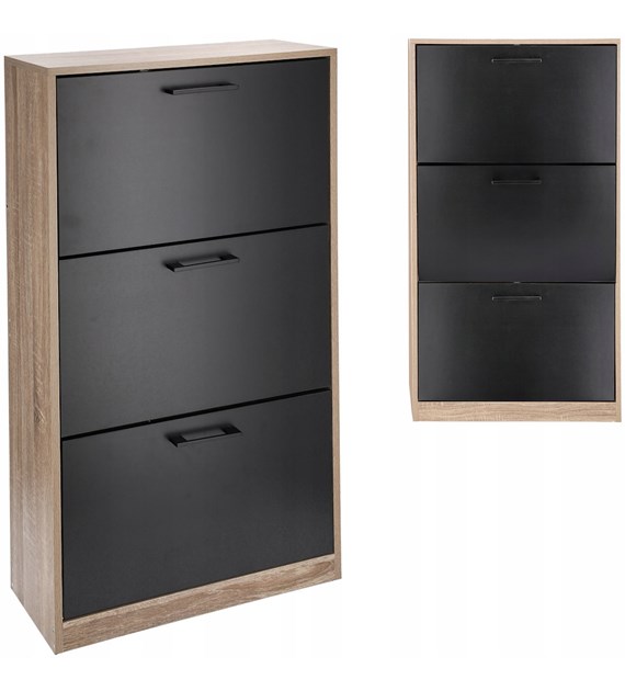 Szafka na buty, płyta wiórowa z okleiną,113x24x60, czarny