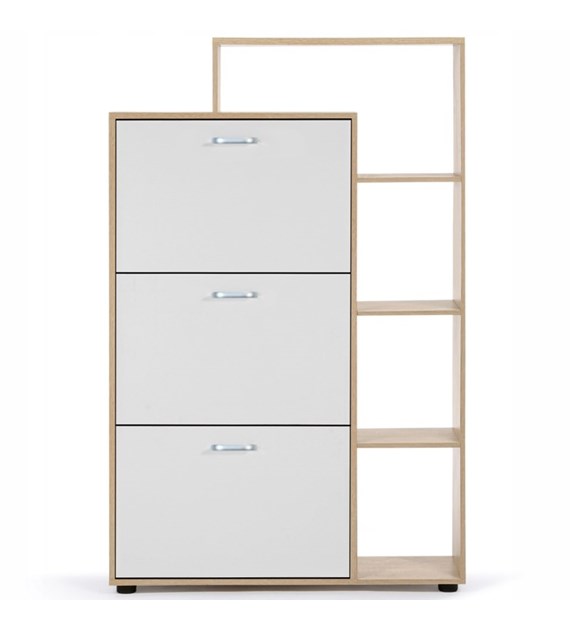 Szafka na buty z regałem, płyta wiórowa z okleiną, 132x24x86, biały