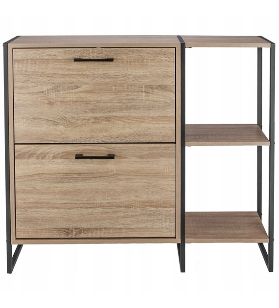 Szafka na buty z regałem, płyta wiórowa z okleiną, stal, 85x24x95, naturalny