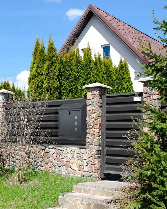 Skrzynka Na Przesyłki 2w1, 52x43x24cm, Stal Ocynkowana, Antracyt