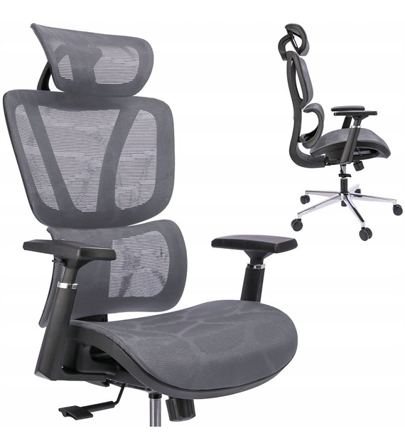 Fotel biurowy Neova, podstawa czarna, kolor -szary