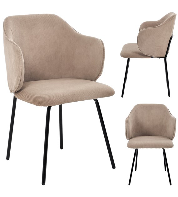 Krzesło DALIA, siedzisko sztruks brąz, podstawa metalowa