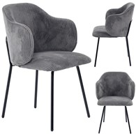 Krzesło AMELIA, siedzisko sztruks szary, podstawa metalowa