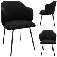 Krzesło DALIA, siedzisko sztruks czarny, podstawa metalowa