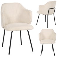 Krzesło AMELIA, siedzisko sztruks kremowy, podstawa metalowa