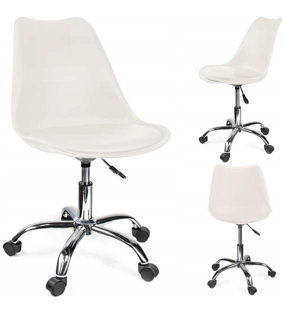 Krzesło obrotowe IGER, siedzisko plastikowe, kolor biały