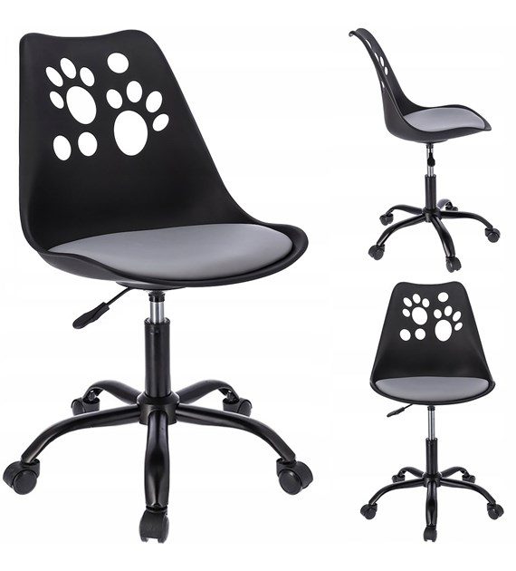 Krzesło obrotowe JOY, siedzisko plastikowe czarna, poduszka szara