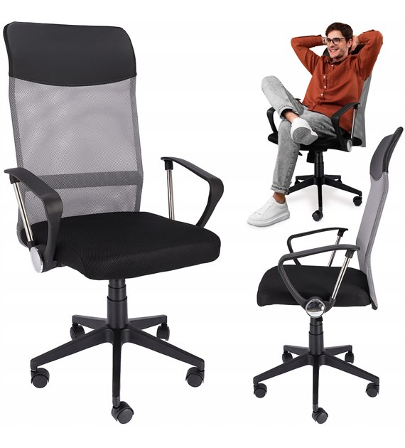 Fotel biurowy ZOOM, czarno-szary