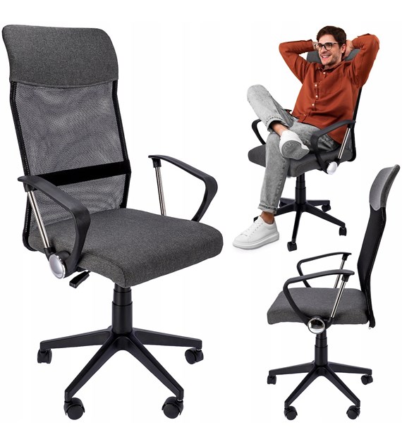 Fotel biurowy ZOOM, ciemny szary