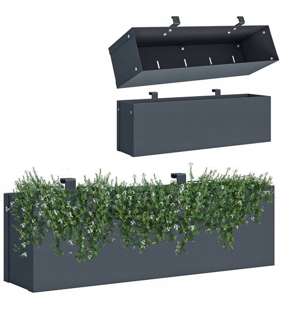 Skrzynka na rośliny, 15x50x12cm, stal ocynkowana, antracyt