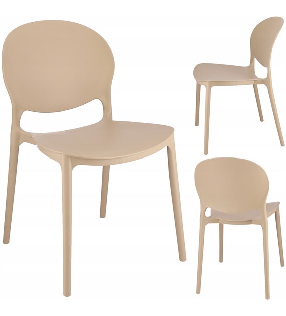 Krzesło JUSTIN, plastikowe, beżowe