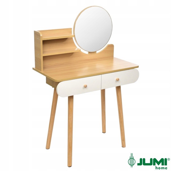 Toaletka SCANDI Z Okrągłym Lustrem 40cm, 120x80x40cm