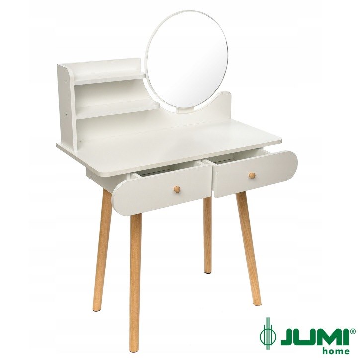 Toaletka SCANDI Z Okrągłym Lustrem 40cm, 120x80x40cm
